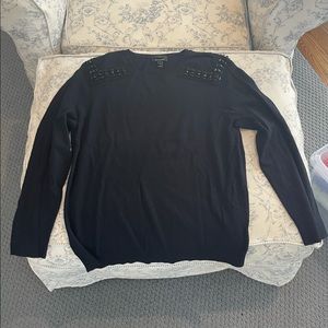 Jcrew women’s navy sweater with black detailing